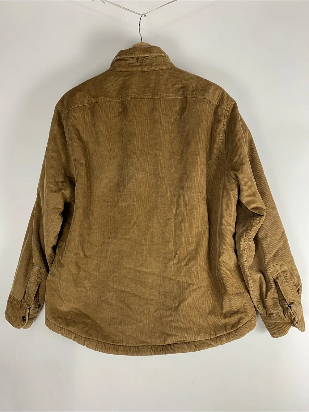 J.CREW Men's Sherpa Lined Corduroy Workshirt Jacket Size large Brown Button Up